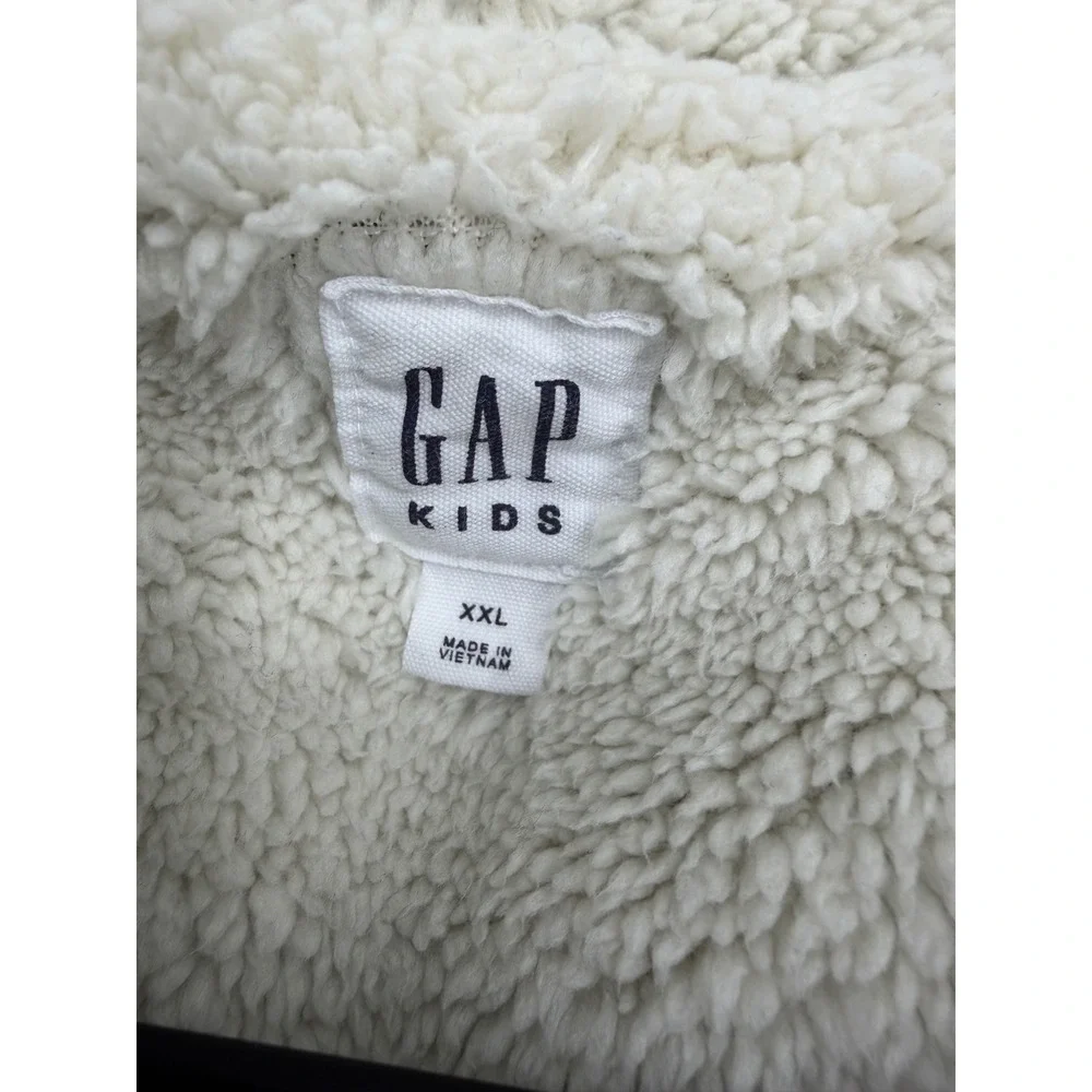 Gap Kids Navy Blue Sherpa Lined Full Zip Logo Hoodie Sweatshirt XXL 14-16